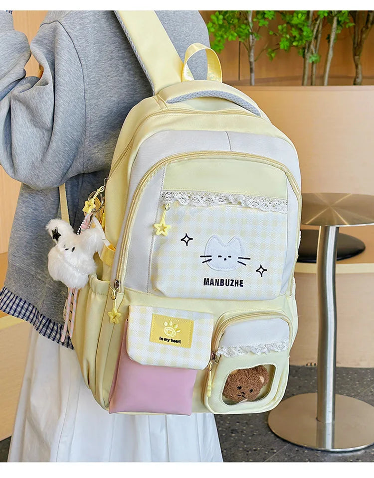 Girl School Bag Backpack Back Pack For Teenager Women Children Female Pink Schoolbag Primary High Bagpack Class Teens Child Kids