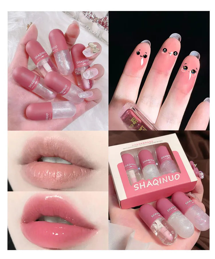 Shuiguang capsule lip honey kit moisturizes and moisturizes the mirror surface sparkling colorless transparent glass lip oil