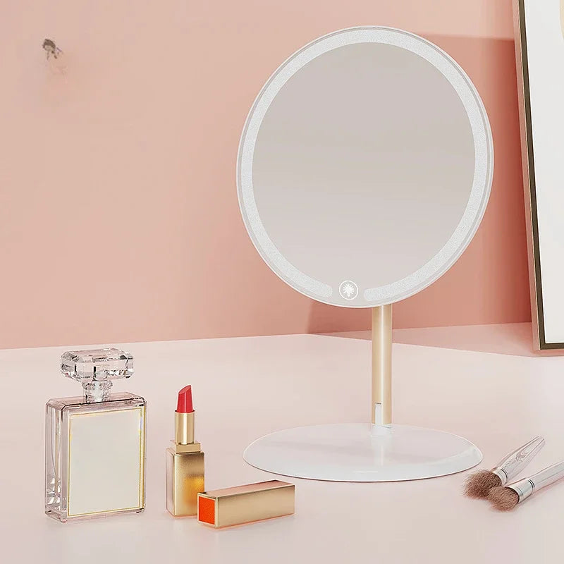 Portable Vanity Makeup Mirror with Lights Touch Control 3-Speed Brightness Multi-Angle LED Cosmetic Mirror for Makeup & Grooming