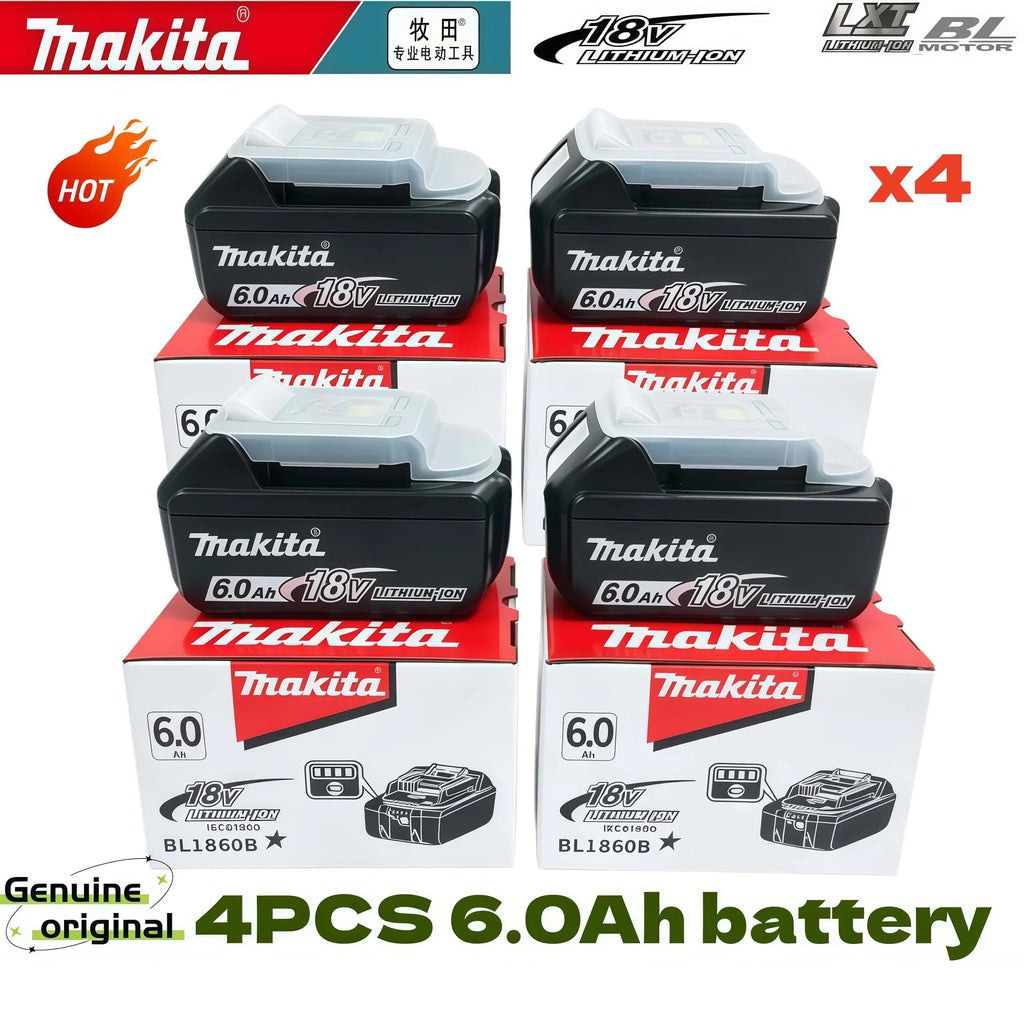 Genuine Makita 6AH BL1860B 18V Battery Power Tool Lithium-Ion Substitute LXT BL1850B BL1840B, Suitable for Use with BMS18V Screw
