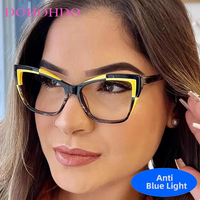 Fashion 2025 Trendy Big Cat Eye Optical Women's Glasses Designer Brand Men Computer Gaming Eye Protection Spectacle Lentes Оч