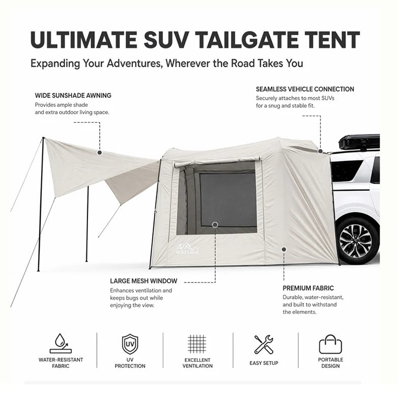 Lohascamping Car box docking tent  Portable Waterproof SUV Tail Tent 3-4 people Dome tent Sunshade Tunnel style tent,Large tent,