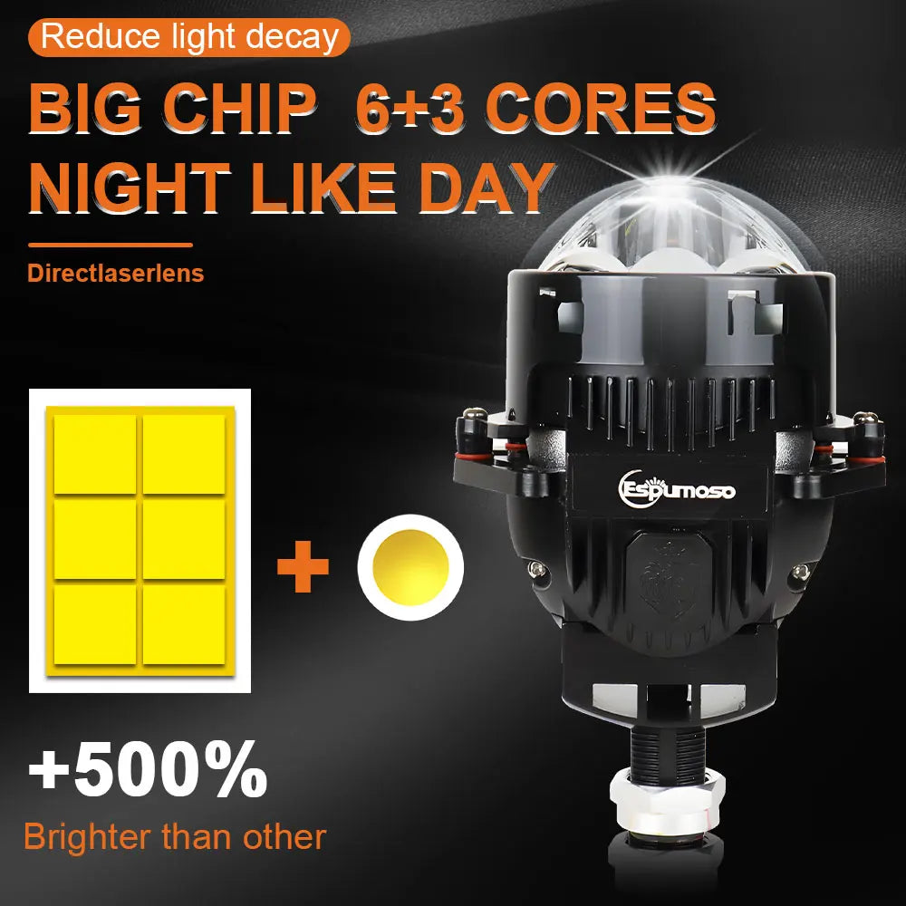 3 Inch 6000K Bi-LED Projector Lenses Dual Hyperboloid Lens For Hella 3R H4 H7 9005/9006 Car Headlight Upgrade Retrofit Kit Turbo