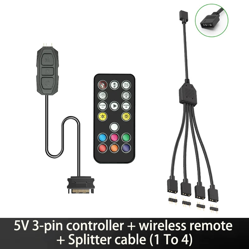 5V 3pin ARGB Controller To SATA Power Supply Mini RGB Controller For Computer Case ARGB Fans, Coolers, LED Stripes, Etc.