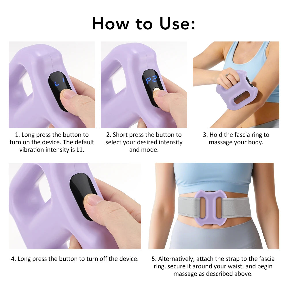 3 Mode 5 Speed Fascia Ring Massager with Strap Rechargeable Muscle Relax Body Slimming Massage Weight Lose Home Gym Deep Tissue