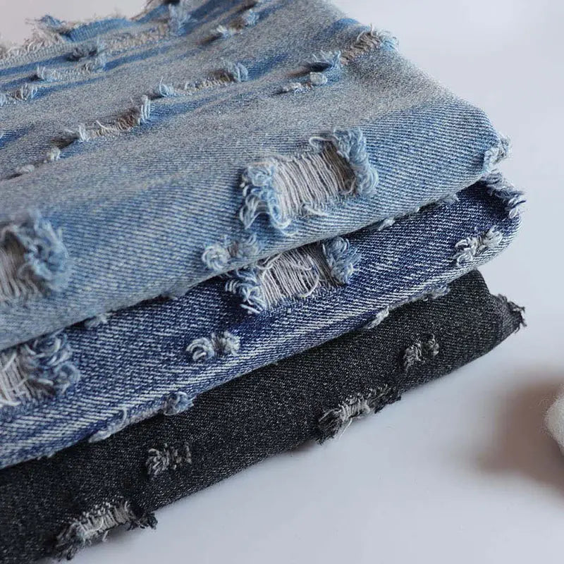 High-quality Vintage cotton ripped denim For Jeans, jackets, skirts, bags, upholstery, crafting, designer fabrics