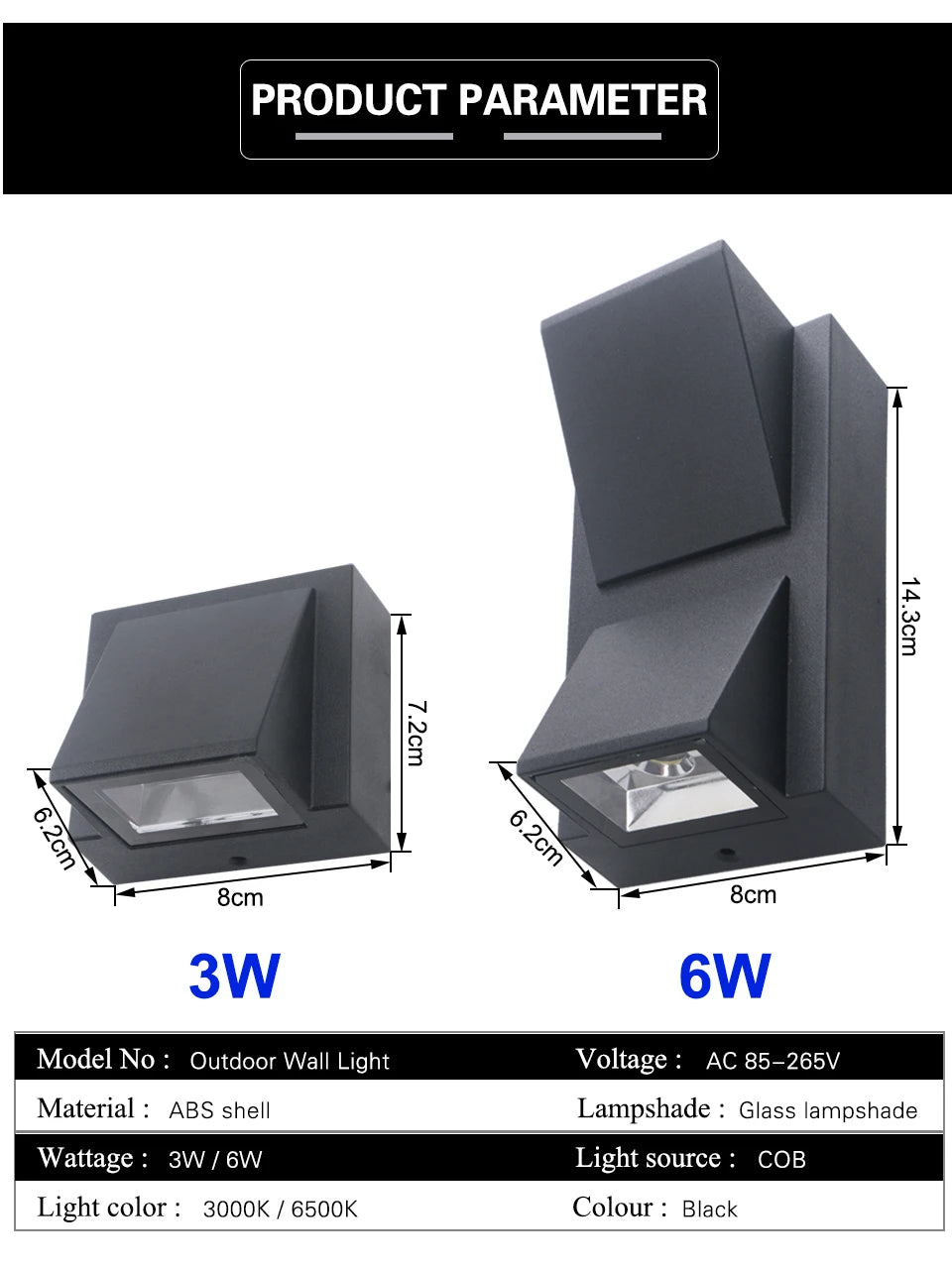 LED Wall Light Outdoor Waterproof Porch Garden Wall Lamp Indoor Bedroom Bedside Home Decoration Lighting Lamp