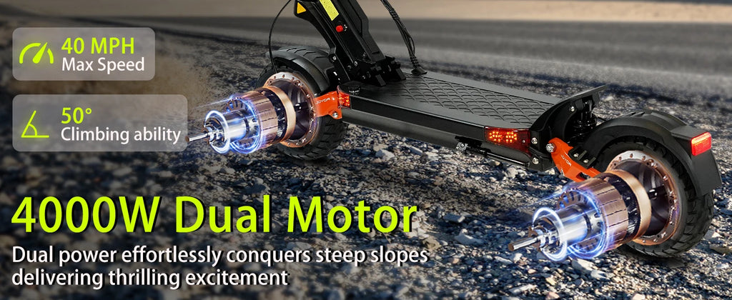 Electric Scooter  Dual Motor 2000W*2 for Adults, 60V Battery, 40mph Max Speed, Up to 50 Miles Range, 10 Inch Tires