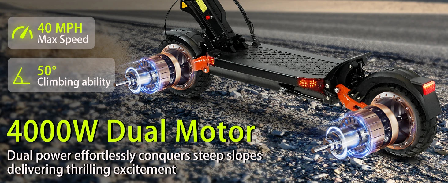 Electric Scooter  Dual Motor 2000W*2 for Adults, 60V Battery, 40mph Max Speed, Up to 50 Miles Range, 10 Inch Tires