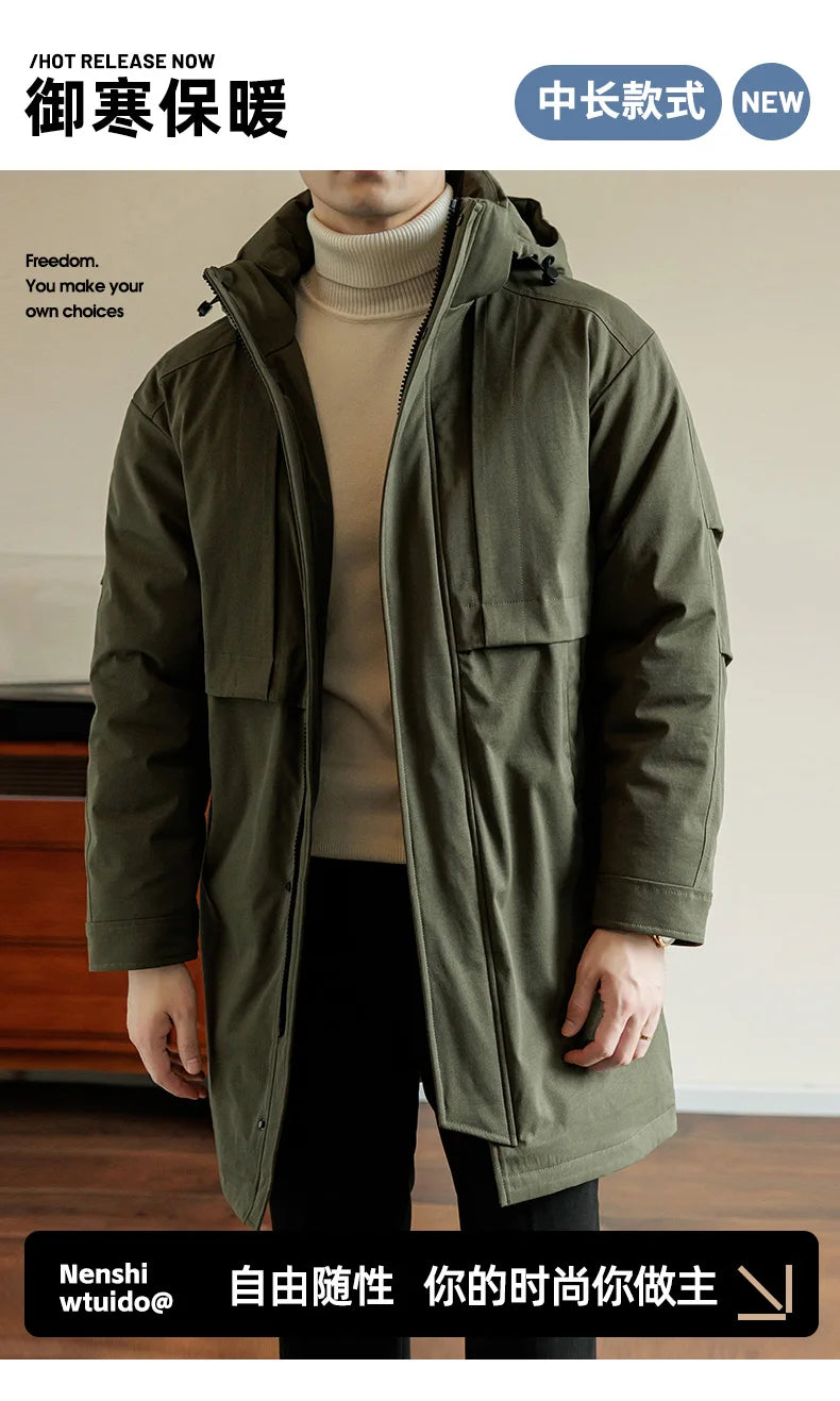 Winter Jackets Men Padded Warm Long Cotton Coats Plus Size 6XL 7XL 8XL Oversize Windbreak Hooded Black Autumn Pockets Loose Male