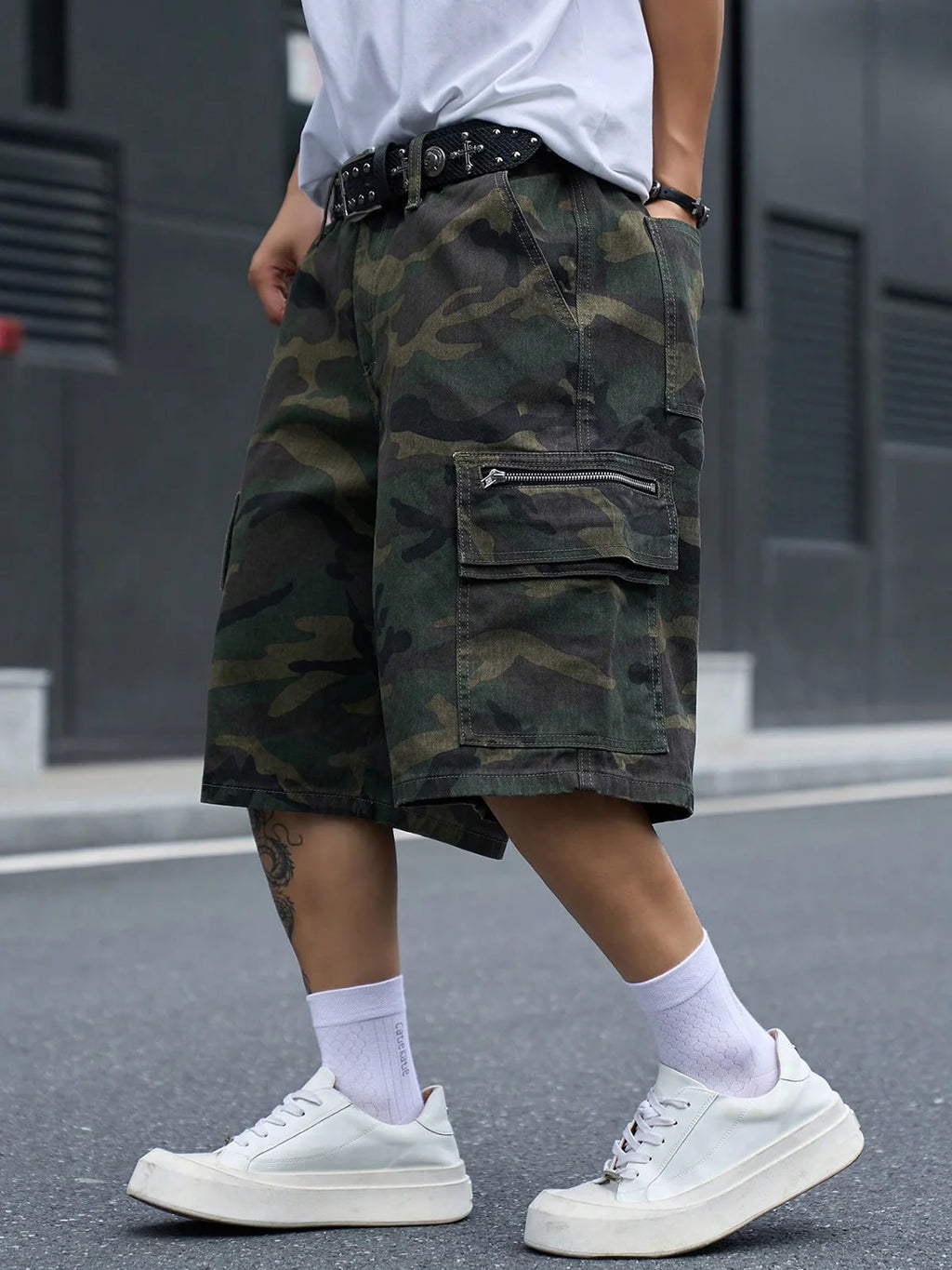 Men's Multi-Pocket Camouflage Loose Cargo Shorts, Unisex Y2K Hip-Hop Street-Style Denim Shorts