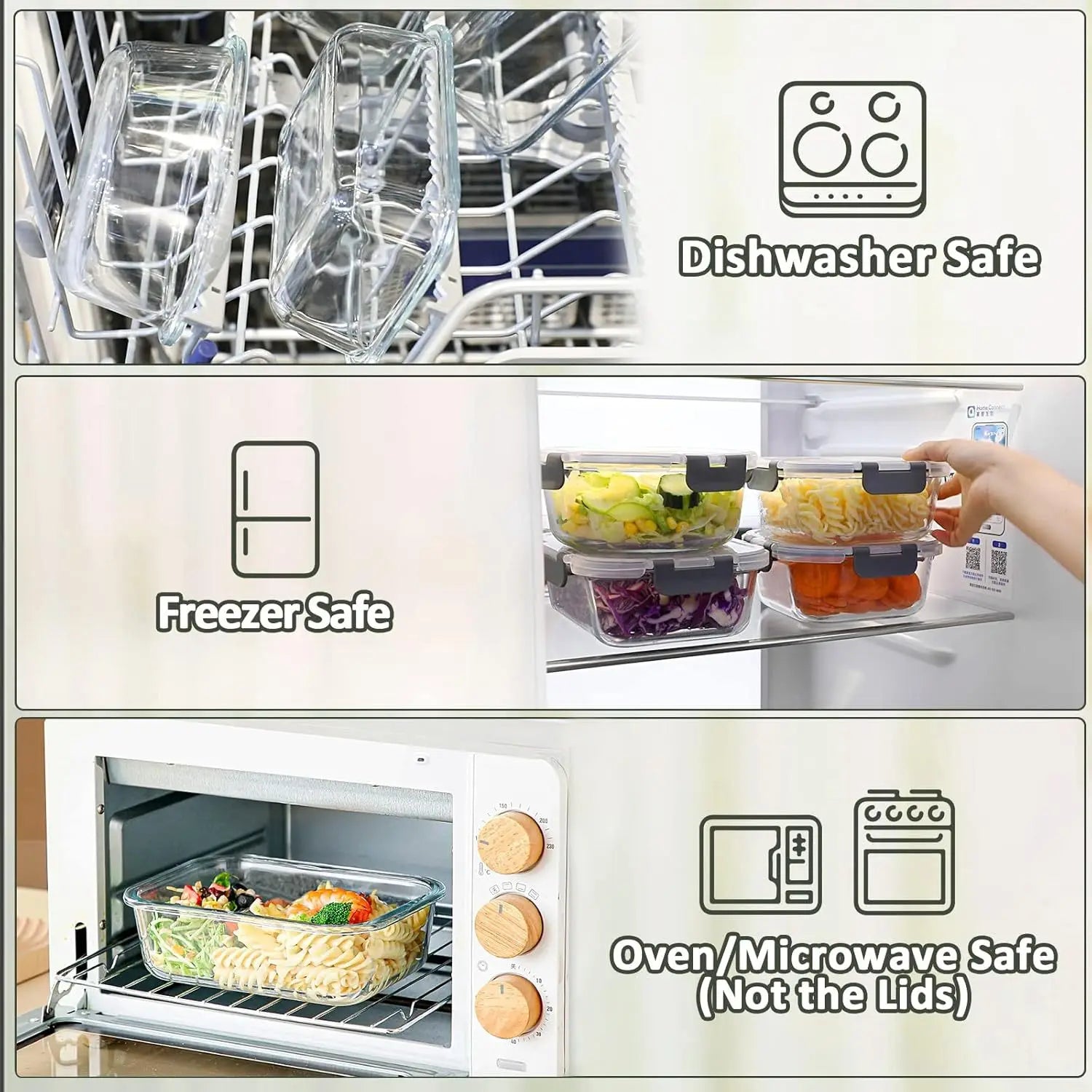 Rectangular Glass Lunch Box Microwave Safe Fresh Preservation Box for Office Workers with Lid Food Storage Containers Bento Box