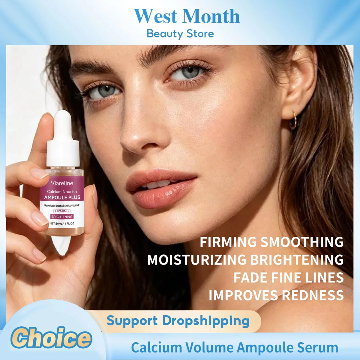 Calcium Volume Ampoule Serum Firming Smoothing Fade Fine Lines Deep Moisturizing Brightening Revitalizing Hydrating Facial Serum