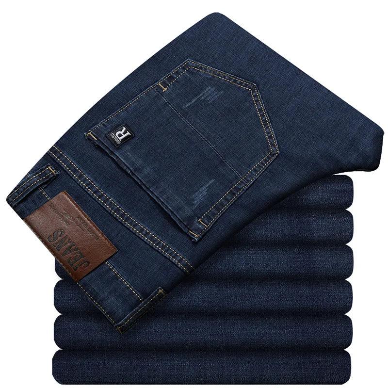 Extra Large Size 56 Men's Jeans High Waist Straight Denim Pants Male Stretch Classic Autumn Winter Super Plus Big 50 52 54 10XL