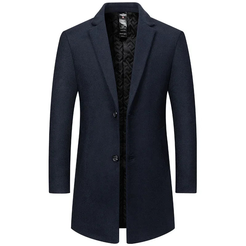 New Men Woolen Business Casual Trench Coats Man Long Jackets Winter Overcoats Male Cashmere Trench Coats Woolen Blends Coats 5XL