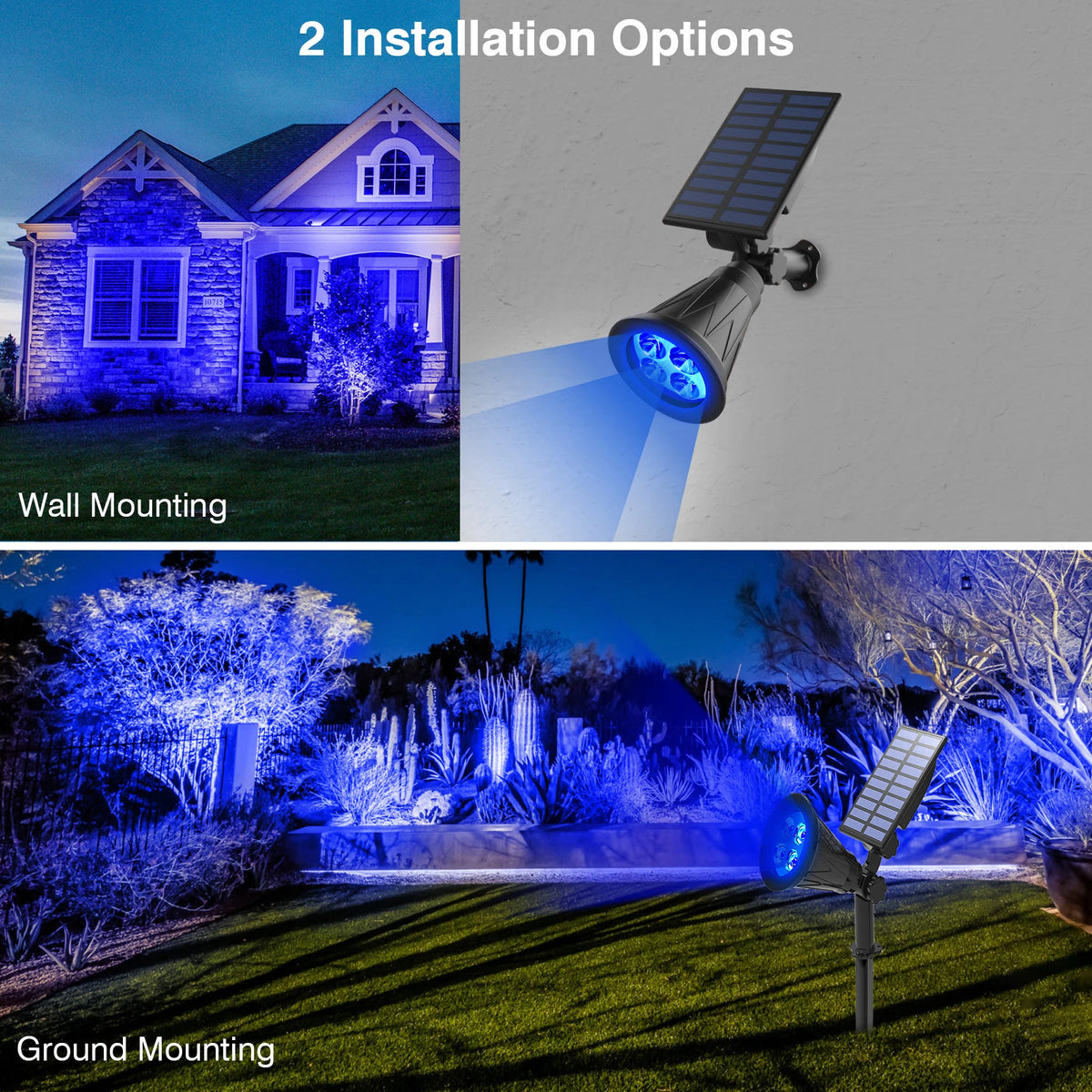 Solar LED Light Outdoor IP65 Waterproof Blue Light Solar Power Light Lawn Light For Garden Decor Solar Wall Light Outdoor