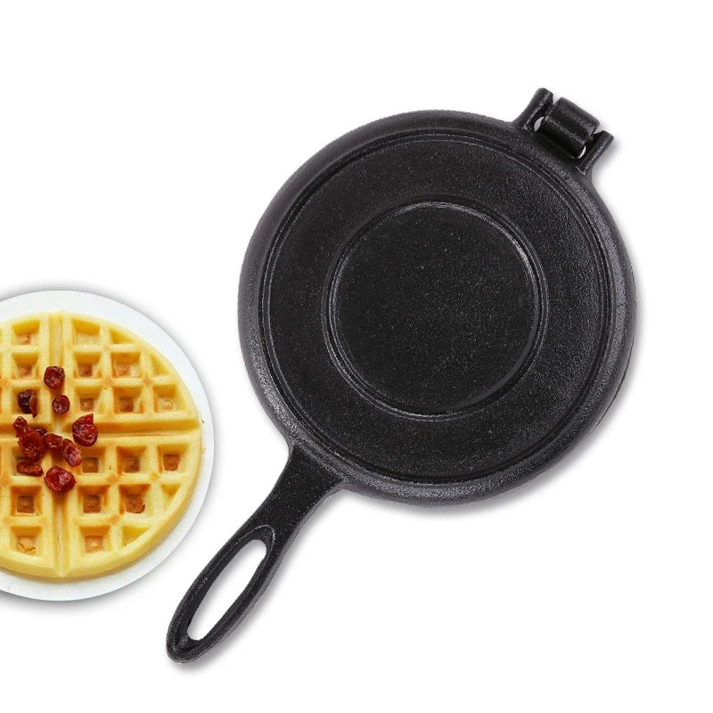 Household Kitchen 20cm Oven Safe Waffle Maker Cake Baking Pan Uncoated Cast Iron Waffle Mold Skillet