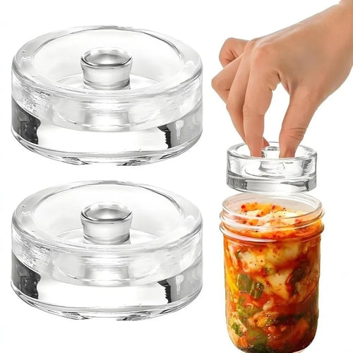 1 Pcs Fermented Glass Weights Clear with Handle Heavy Fermenting Weights Kitchen Gadgets Sealed Cheeseits Fermentation Household
