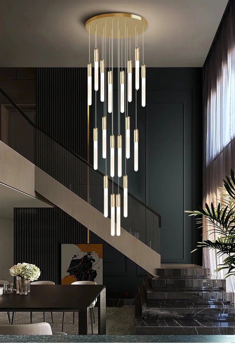 Modern Staircase Long Ceiling Chandelier LED New Lustre Living Room Lighting Kitchen Home Decoration Lamp Pendant Light