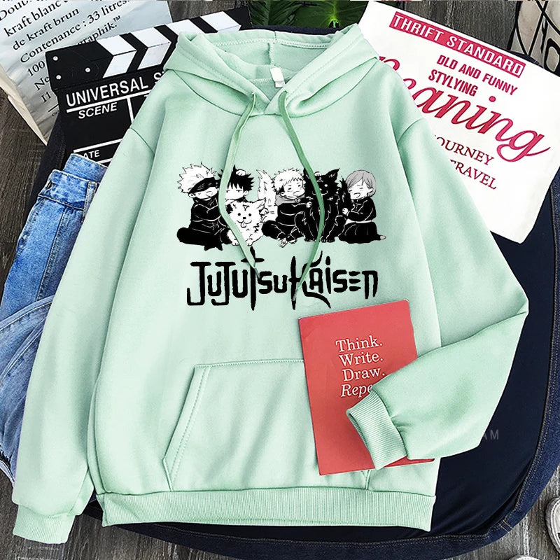 Jujutsu Kaisen Anime Hooded Itadori Yuji And Satoru Gojo Printed Men Women Patchwork Hoodies Manga Sweatshirt Harajuku Pullover