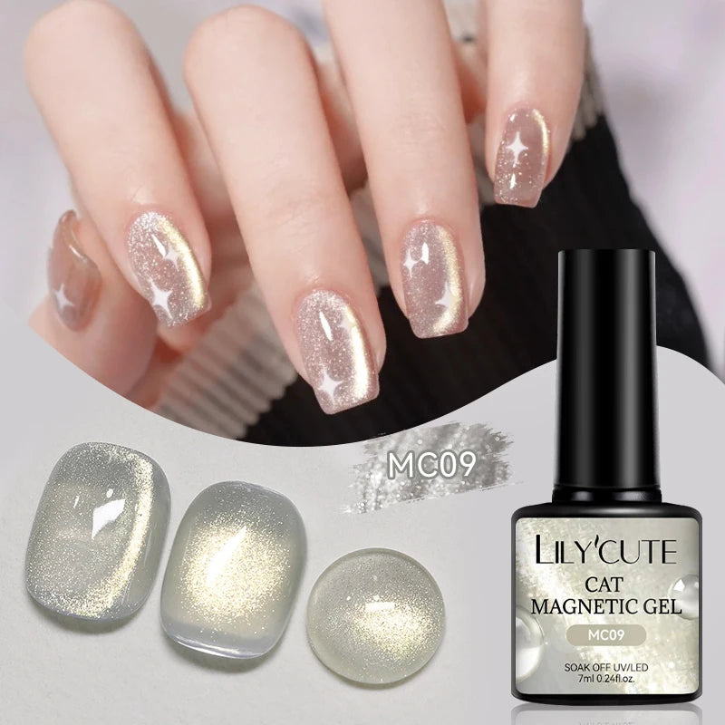LILYCUTE 7ml Gold Coffee Cat Magnetic Gel Nail Polish Autumn Winter Nails Ultra Shine Moonlight Semi Permanent UV Gel Soak Off