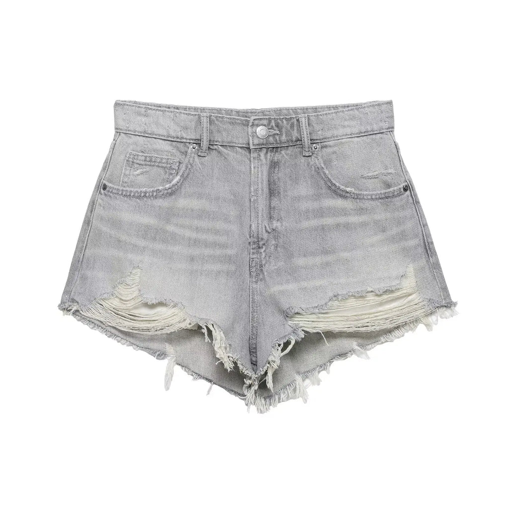 HH Women's High Waisted Denim Shorts Summer Ripped Jean Shorts Frayed Hem A-Line Casual Beach Party Hot Pants Streetwear