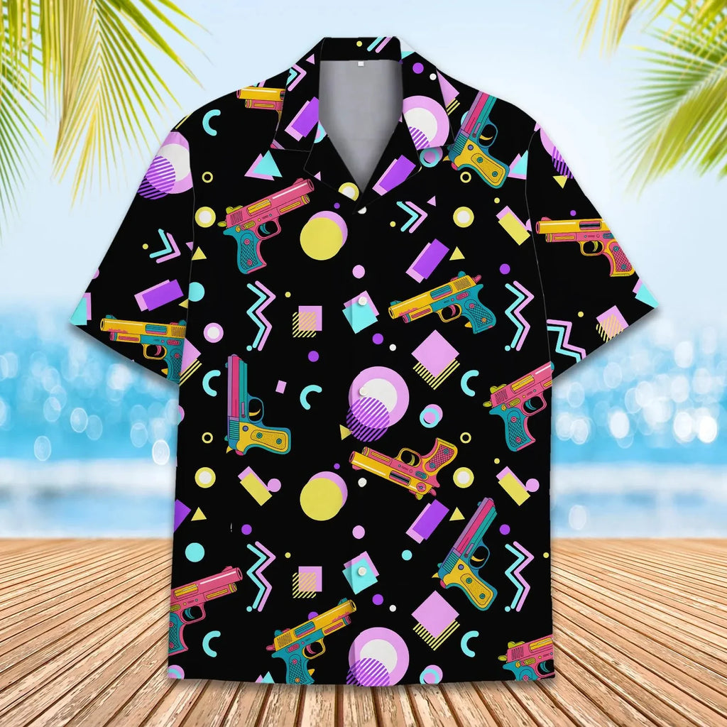 Retro Disco Music Cube Hawaiian Shirts For Men Galaxy Pop Skateboard Mens Hawaiian 80s 90s Shirts Short Sleeve Hip Hop Shirts