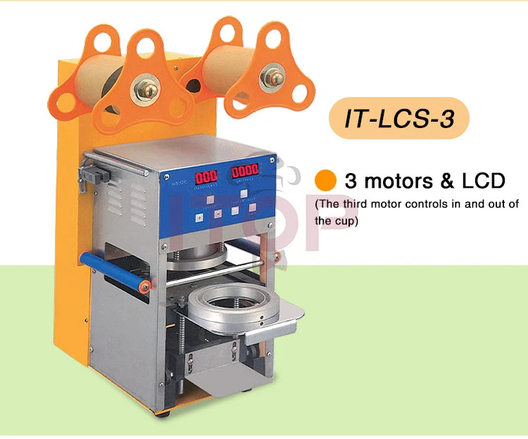 Automatic 400-600 Cups Per Hour Bubble Tea Cup Sealer Machine  Digital Full Drink Disposable Cup Sealer Making Machine