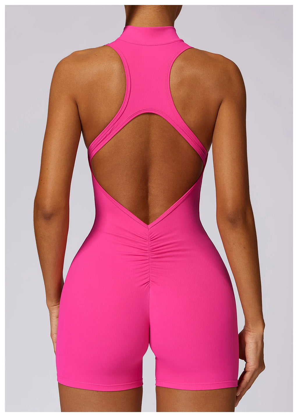 VEQKING Half Zip Women Yoga Sets Hollow Back Sports Jumpsuits Scrunch Butt Gym Fitness Playsuits Naked Feel Workout Bodysuit Set