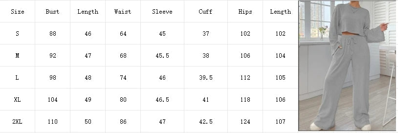 Casual Grey Long Sleeve Round Neck Suit Women's Solid Color Loose Top Trousers Autumn Sports Fashion 2 Piece Sets Women Outfit