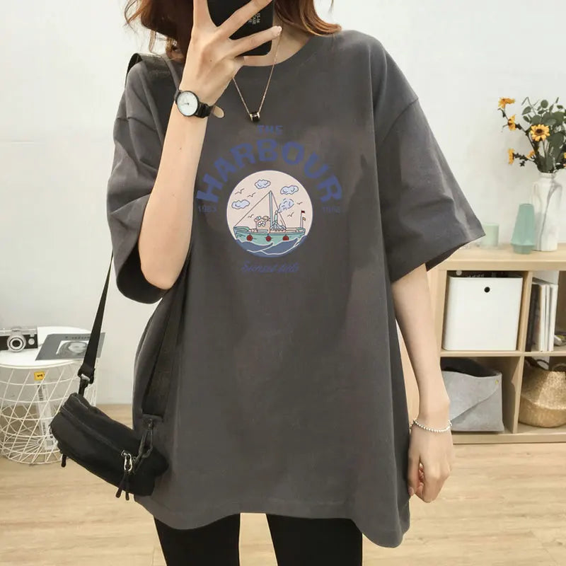 Women's Maternity Postpartum Wear Feeding Clothes Short Sleeved Pregnant Woman Loose Top Maternity Clothes Nursing T-Shirt