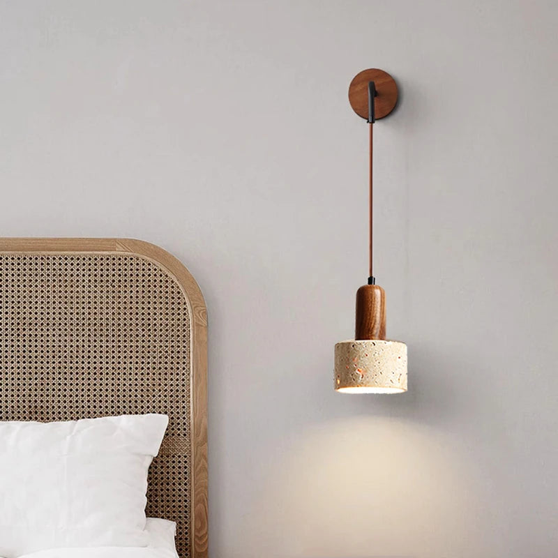 Natural Yellow Marble Led Wall Lamp Japanese Wabi Sabi Home Stay Bedside Decorative Lamp Warm Color Study Restaurant Light