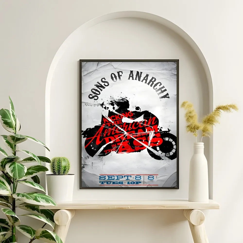 S-Sons Of A-Anarchy Crime Movie Poster Sticky Wall Art Printing Waterproof Home Living Bed Room Bar Hallway Aesthetic Decor