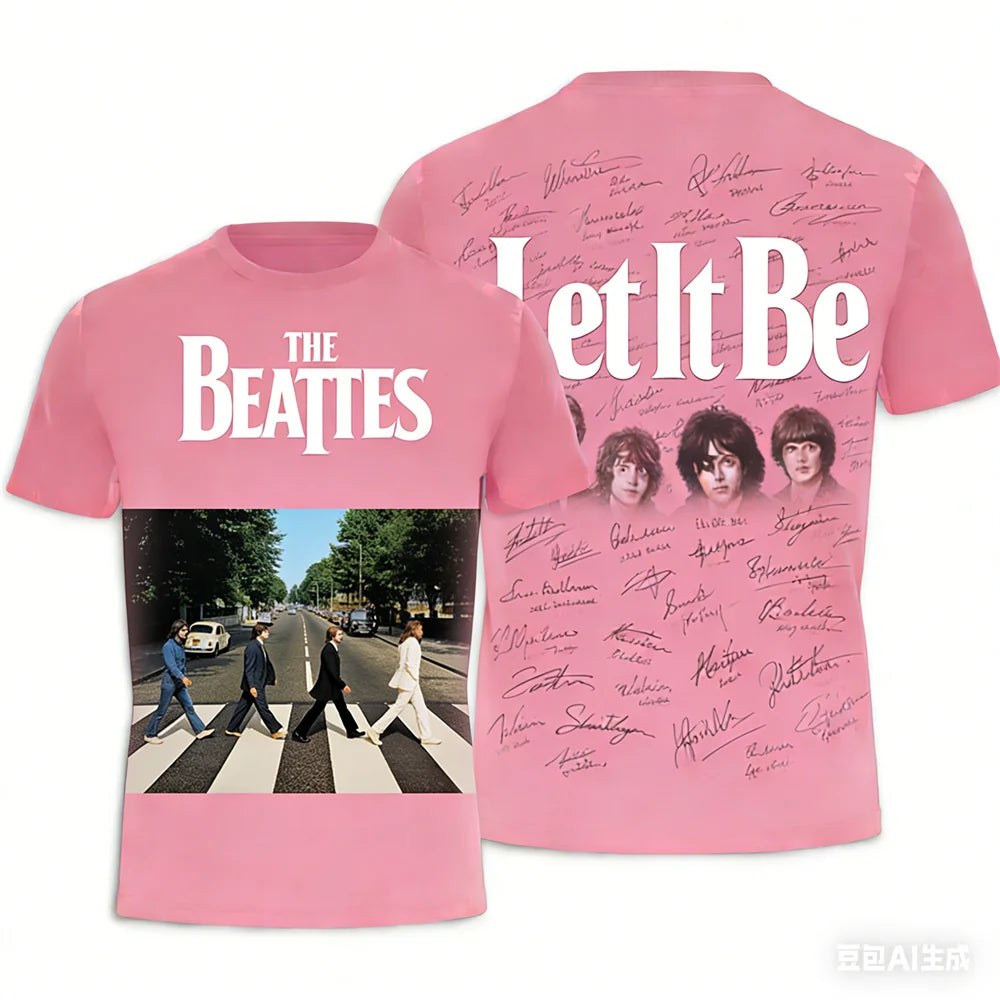 Rock band T-shirt Summer men's women's T-shirts The Beatles printed T-shirt Hip hop round neck T-shirt Breathable sports T-shirt