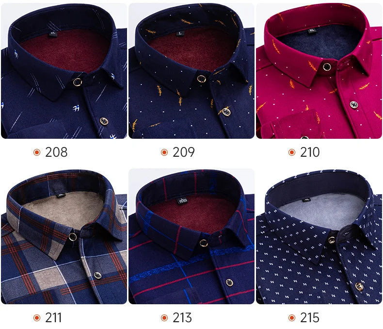 Men's Double-Sided Fleece Long-Sleeved Shirt 7XL8XL with Fleece for Warmth, Thickening and Cold Resistance, Casual Winter