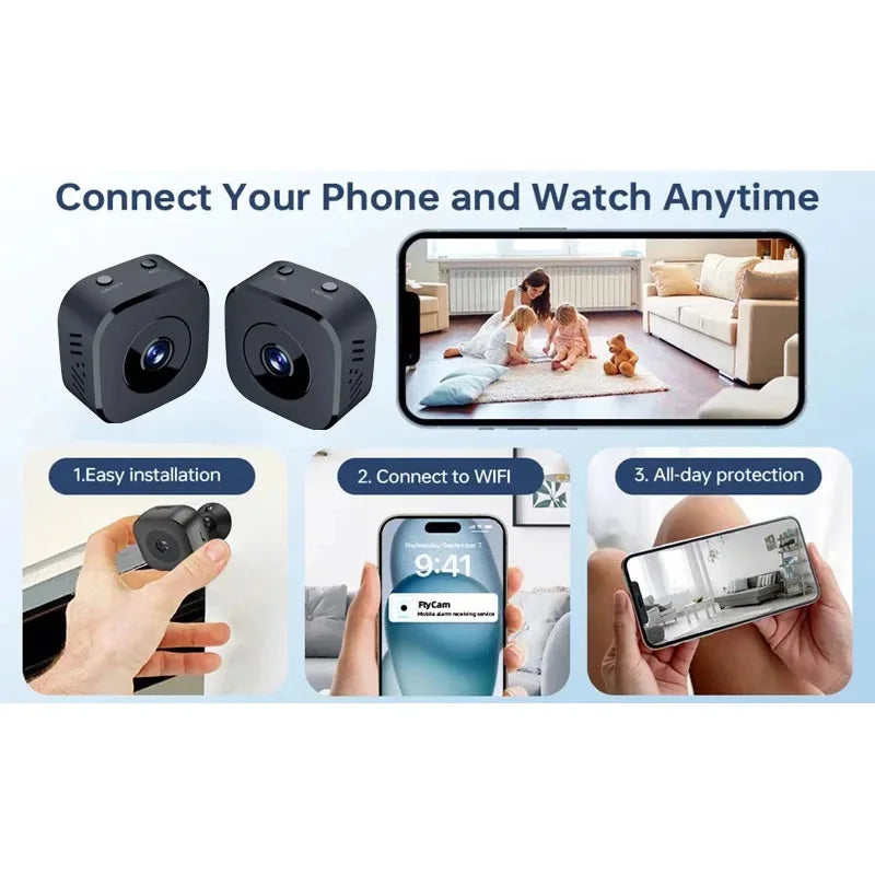 Mini Security Camera WiFi Surveillance 4K FullHD With 2 Way Audio Motion Detection Infrared Night Vision Security Cam