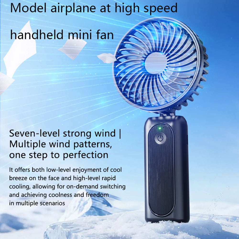 Outdoor Handheld Fan, Small Mini Fan, Foldable, Portable, Hanging on Neck, Speed, USB Rechargeable, 3600mAh Handheld ﻿