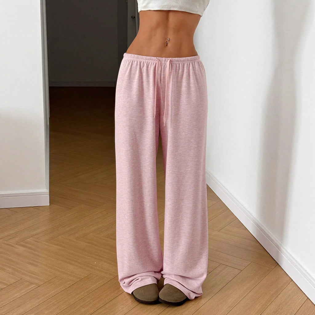 2026 Women's Casual Four Seasons Comfortable Loose Woman Pants Solid  Drawstring Elastic Belt Wide Leg Running Chic Women Pants