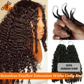 3rd Generation Deep Curly Crochet Human Hair Extension With Coily End Boho Braids Pre Separated Remy Feather Crochet Extension