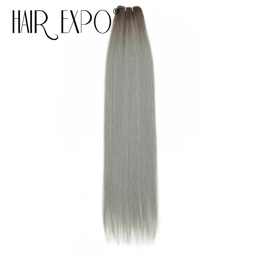 26" Bio Straight Hair Bundles Natural Soft Heat Resistant Fiber Synthetic Fiber Hair Extensions Protein Straight Hair Weave