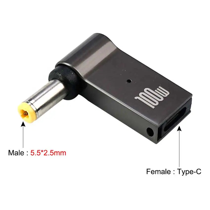 YuXi PD 100W USB Type C to Dc Power Jack Connector USB C to Universal Laptop Power Adapter Plug Converter for Asus Dell Lenovo