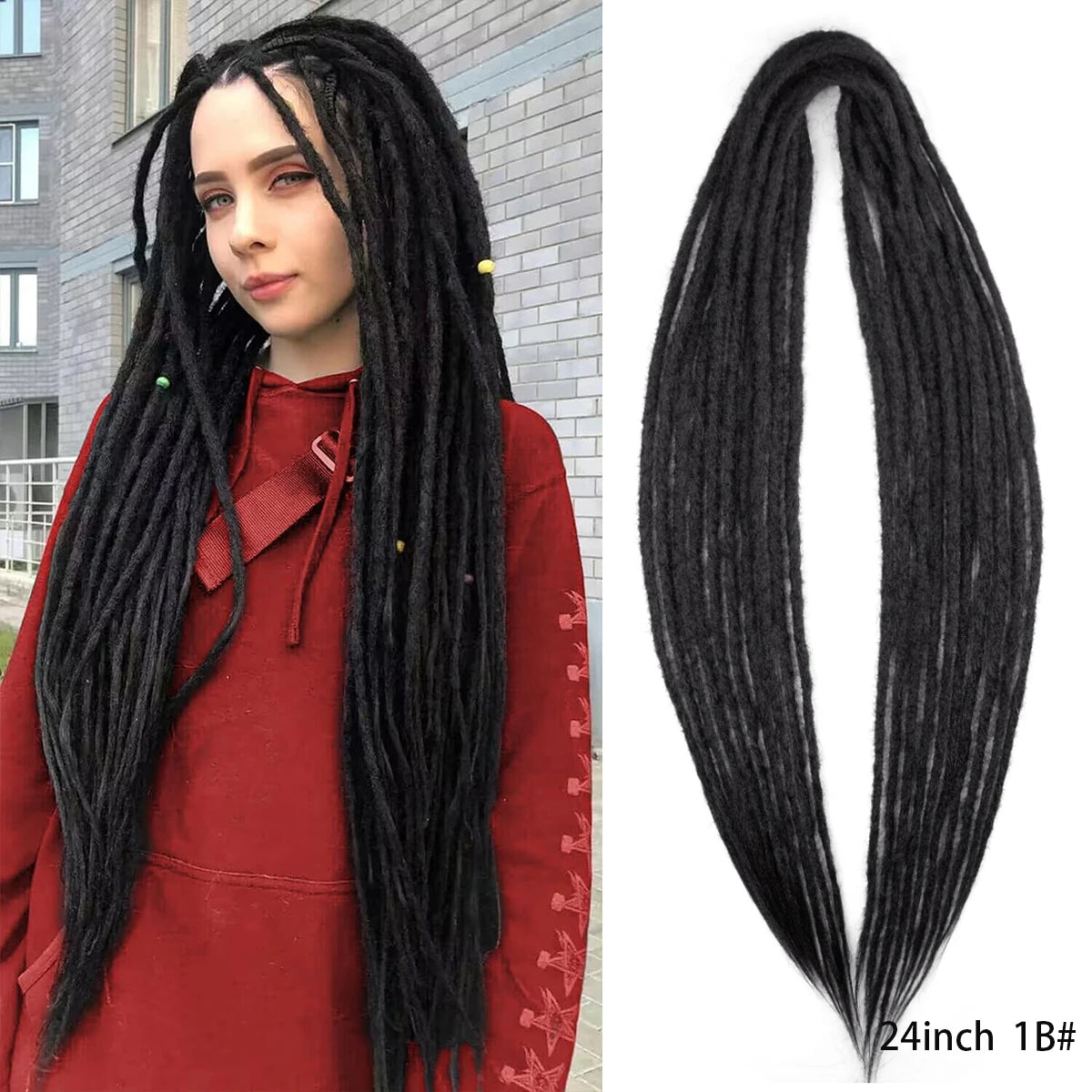 Dreadlock Extensions Handmade Crochet Hair Synthetic 24 36 Inches Dread Extension Crochet Braids For Women Dreadlocks Hair