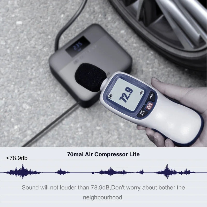 Original 70mai Portable Air Compressor Tire Inflator Air Pump for Car Tires DC 12V Tire Pump Preset tire pressure For Bike Ball