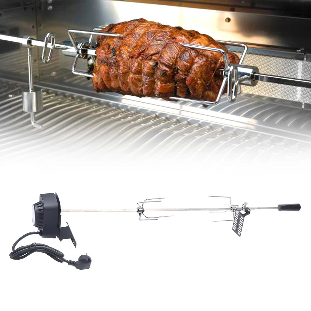 Professional BBQ Electric Skewer 360° Automatic Rotating Skewer Stainless Steel Grill Spit Rotisserie Skewer Camping Roaster Kit