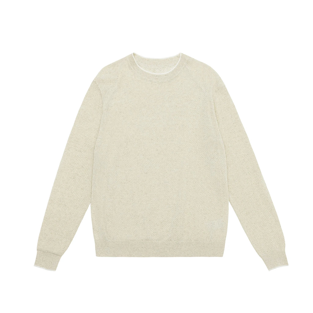 Men's Light Grey round Neck Knitted Sweater Long Sleeve Basic Style Commute Knitted Base Shirt Casual Comfortable Lenzing Fabric