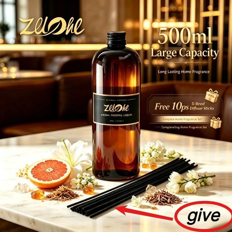 House Fragrance Essential Oil 500ml Ritz Carlton Hilton Hotel Scent Long-lasting Aromatherapy Deodorant,give 10pcs Reed Sticks