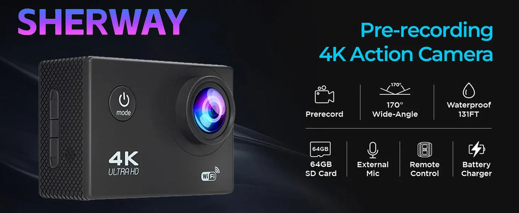4K WiFi Action Camera Mini Waterproof DV Camcorder Outdoor 1080 Sport Bicycle Helmet Video Recording Cam with Remote Control