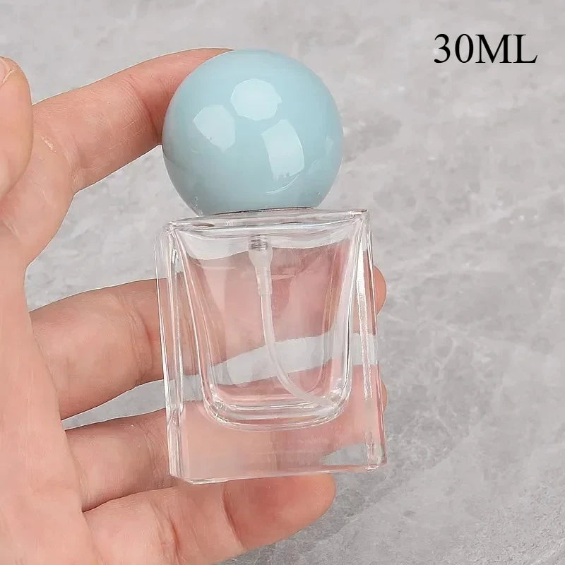 30ml Perfume Bottle Glass Line Mist Perfume  Atomizer Wood Lid Empty Sprayer Bottle Cosmetic Containers Travel Bottle Packaging