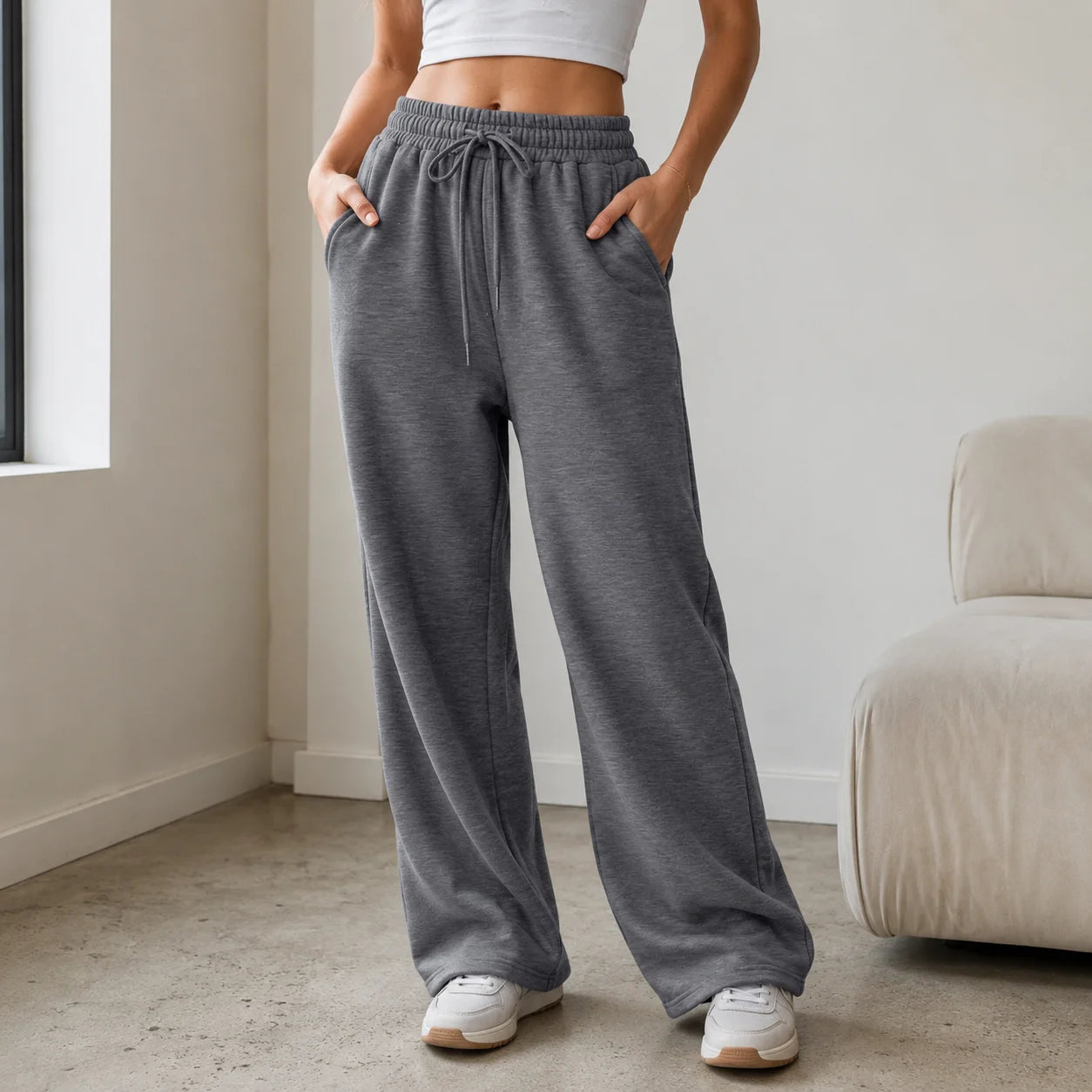 Women Summer Sweatpants 14 Colors Wide Leg Loose Fit Sports Pants Comfortable Drawstring Elastic Waist Casual Streetwear Joggers