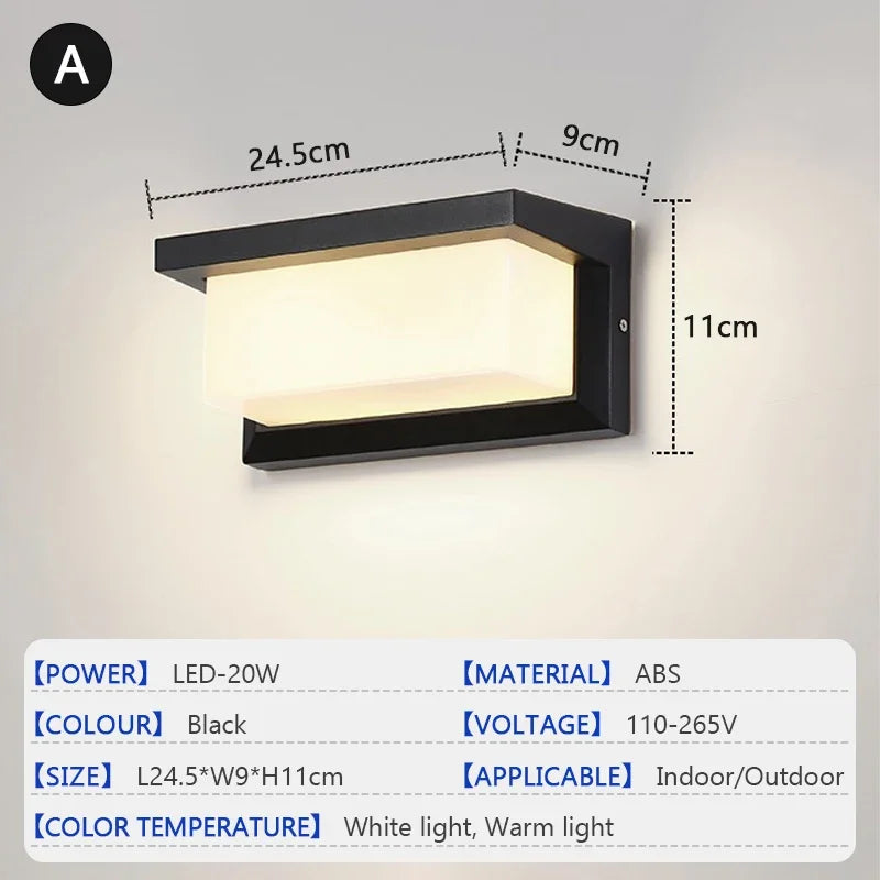LED Outdoor Waterproof Wall Light 15W Radar Sensing Indoor Bedroom Living Room Outdoor Porch Wall Light Garden Decorative Light